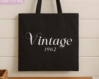 Custom Vintage Year Bag, Personalized Messenger, Tote Bag, Retro Year Gift, Canvas Bag, Birthday Gift, Anniversary Gift, Travel Bag, Cruise