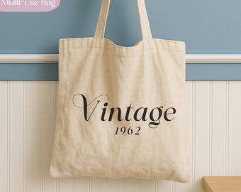 Custom Vintage Year Bag, Personalized Messenger, Tote Bag, Retro Year Gift, Canvas Bag, Birthday Gift, Anniversary Gift, Travel Bag, Cruise