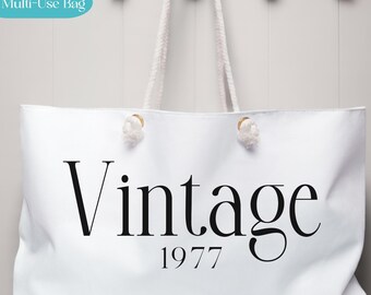 Custom Vintage Year Bag, Personalized Messenger, Tote Bag, Retro Year Gift, Canvas Bag, Birthday Gift, Anniversary Gift, Travel Bag, Cruise