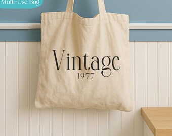 Custom Vintage Year Bag, Personalized Messenger, Tote Bag, Retro Year Gift, Canvas Bag, Birthday Gift, Anniversary Gift, Travel Bag, Cruise