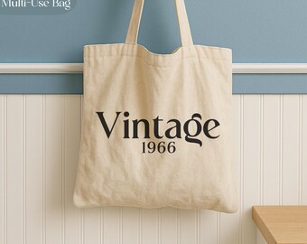 Custom Vintage Year Bag, Personalized Messenger, Tote Bag, Retro Year Gift, Canvas Bag, Birthday Gift, Anniversary Gift, Travel Bag, Cruise