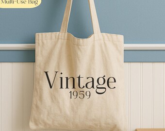 Custom Vintage Year Bag, Personalized Messenger, Tote Bag, Retro Year Gift, Canvas Bag, Birthday Gift, Anniversary Gift, Travel Bag, Cruise