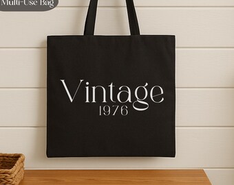 Custom Vintage Year Bag, Personalized Messenger, Tote Bag, Retro Year Gift, Canvas Bag, Birthday Gift, Anniversary Gift, Travel Bag, Cruise