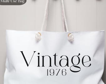 Custom Vintage Year Bag, Personalized Messenger, Tote Bag, Retro Year Gift, Canvas Bag, Birthday Gift, Anniversary Gift, Travel Bag, Cruise