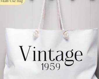 Custom Vintage Year Bag, Personalized Messenger, Tote Bag, Retro Year Gift, Canvas Bag, Birthday Gift, Anniversary Gift, Travel Bag, Cruise