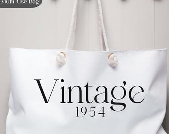 Custom Vintage Year Bag, Personalized Messenger, Tote Bag, Retro Year Gift, Canvas Bag, Birthday Gift, Anniversary Gift, Travel Bag, Cruise