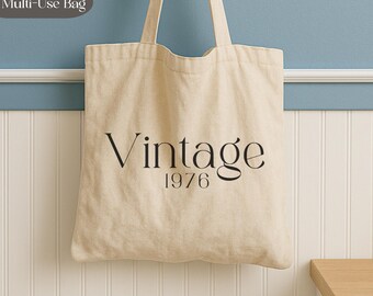 Custom Vintage Year Bag, Personalized Messenger, Tote Bag, Retro Year Gift, Canvas Bag, Birthday Gift, Anniversary Gift, Travel Bag, Cruise