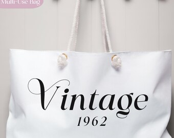 Custom Vintage Year Bag, Personalized Messenger, Tote Bag, Retro Year Gift, Canvas Bag, Birthday Gift, Anniversary Gift, Travel Bag, Cruise