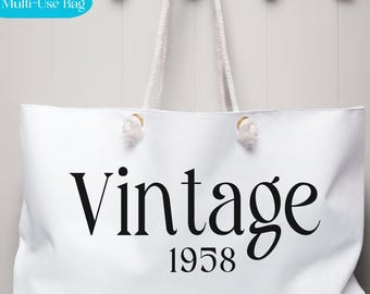 Custom Vintage Year Bag, Personalized Messenger, Tote Bag, Retro Year Gift, Canvas Bag, Birthday Gift, Anniversary Gift, Travel Bag, Cruise