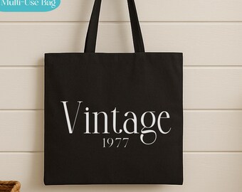 Custom Vintage Year Bag, Personalized Messenger, Tote Bag, Retro Year Gift, Canvas Bag, Birthday Gift, Anniversary Gift, Travel Bag, Cruise