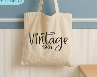 Custom Vintage Year Bag, Personalized Messenger, Tote Bag, Retro Year Gift, Canvas Bag, Birthday Gift, Anniversary Gift, Travel Bag, Cruise