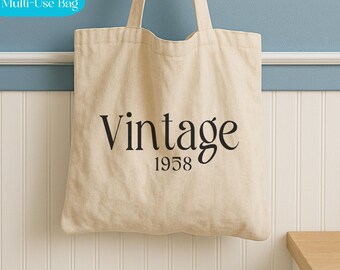 Custom Vintage Year Bag, Personalized Messenger, Tote Bag, Retro Year Gift, Canvas Bag, Birthday Gift, Anniversary Gift, Travel Bag, Cruise