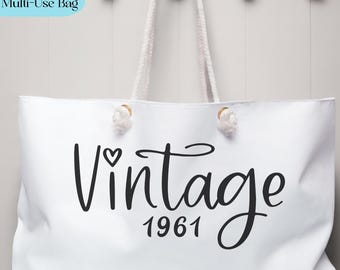 Custom Vintage Year Bag, Personalized Messenger, Tote Bag, Retro Year Gift, Canvas Bag, Birthday Gift, Anniversary Gift, Travel Bag, Cruise
