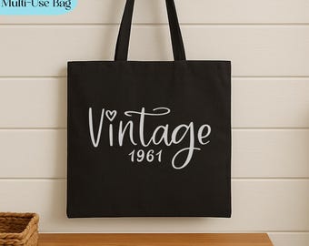 Custom Vintage Year Bag, Personalized Messenger, Tote Bag, Retro Year Gift, Canvas Bag, Birthday Gift, Anniversary Gift, Travel Bag, Cruise