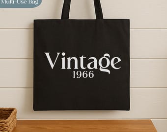 Custom Vintage Year Bag, Personalized Messenger, Tote Bag, Retro Year Gift, Canvas Bag, Birthday Gift, Anniversary Gift, Travel Bag, Cruise