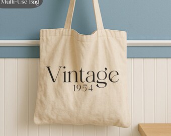 Custom Vintage Year Bag, Personalized Messenger, Tote Bag, Retro Year Gift, Canvas Bag, Birthday Gift, Anniversary Gift, Travel Bag, Cruise