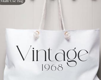 Custom Vintage Year Bag, Personalized Messenger, Tote Bag, Retro Year Gift, Canvas Bag, Birthday Gift, Anniversary Gift, Travel Bag, Cruise