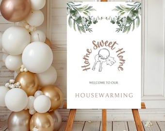 Plantilla de letrero de bienvenida para inauguración de casa: Decoración del hogar editable (Canva)