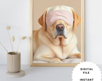 Yellow Labrador Sleep Mask Art: Funny Dog Print (Digital Download)