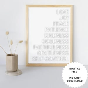Fruit of the Spirit Wall Art, Galatians 5:22-23 Decor, Bible Verse Wall Art, Modern Christian Wall Artwork, Religious Gift, Baptism Gift