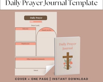 Plantilla de diario de oración: Gratitud y reflexión cristianas (Canva, PDF)
