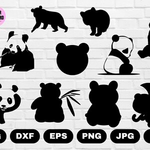 10 Panda SVG / Panda Silhouette / Panda Cut Files / Panda Design / Panda Vector / Panda SVG Cricut Silhouette Svg Eps Dxf Pdf Png Jpg Ai