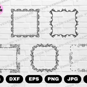 5 Zierrahmen SVG | Rahmen Silhouette | Ornamentales Design | Hochzeit Rahmen SVG | Vintage Rahmen | SVG Cricut Silhouette SVG Eps Dxf Pdf