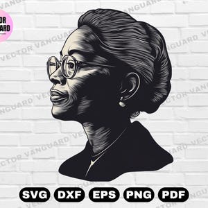 Rosa Parks SVG | Black History Month Printable | Civil Rights Movement Art | African American Icon | Cricut, Silhouette Png Eps Dxf