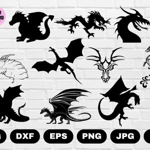 10 Dragon SVG | Dragon Silhouette | Dragon Cut Files | Dragon Design | Dragon Vector | Dragon SVG Cricut Silhouette Svg Eps Dxf Pdf Png Jpg