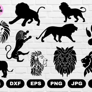 10 Lion SVG | Lion Silhouette | Lion Cut Files | Lion Design | Lion Vector | Lion SVG Cricut Silhouette Svg Eps Dxf Pdf Png Jpg Ai