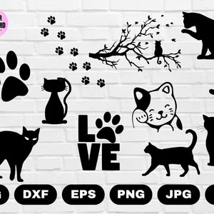 10 Cat SVG | Cat Silhouette | Cat Cut Files | Cat Design | Cat Vector | Cat SVG Cricut Silhouette Svg Eps Dxf Pdf Png Jpg Ai