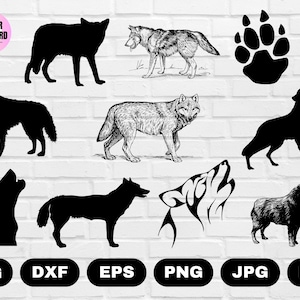 10 Wolf SVG | Wolf Silhouette | Wolf Cut Files | Wolf Design | Wolf Vector | Wolf SVG Cricut Silhouette Svg Eps Dxf Pdf Png Jpg Ai