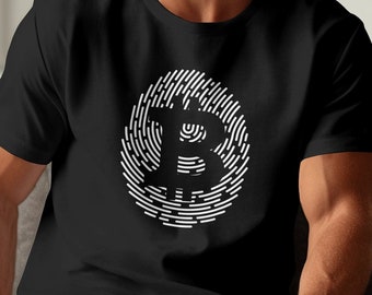 Camiseta con gráfico de Bitcoin, identidad de Bitcoin, huella digital financiera, regalo de Bitcoin para ella o para él, adopción global de criptomonedas