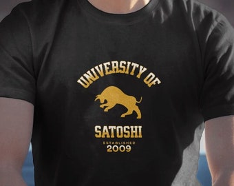 Camiseta universitaria de Bitcoin, camiseta gráfica de regalo BTC, divertida camiseta de regalo con meme BTC para ella y para él, divertida camiseta gráfica de regalo maximalista de mercado alcista
