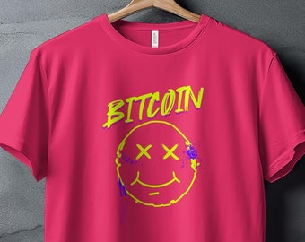 Camiseta de regalo Bitcoin Graffiti Banksy BTC Smiley Face Bitcoin Revolution para amantes de BTC, camiseta unisex estilo Banksy Crypto, camiseta de criptomonedas