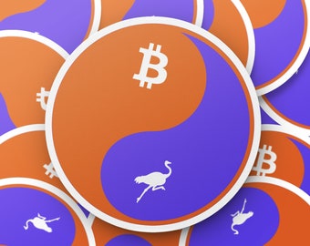 Pegatina Nostr Yin Yang, Pegatina Nostr Bitcoin Redes sociales descentralizadas y dinero Web5 Nostr, Merchandising Nostr de Nostrich, Regalo de Bitcoin para él
