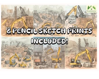 ¡Paquete de sitios y equipos de construcción con dibujo a lápiz! Plantillas PNG, SVG y PDF descargables instantáneamente. ¡¡¡Bosquejo a lápiz de sitios y equipos de construcción!!!