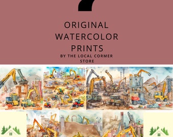 Clipart de acuarela, equipo de construcción original y único, paquete de construcción en acuarela, archivos SVG PNG PDF descargables al instante