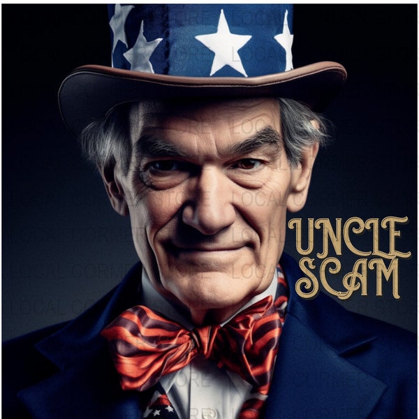 Uncle Scam State of Monetary Policy Satire Jerome Powell Federal Reserve Chairman Funny Satire PNG SVG PDF Download Template Today!!
