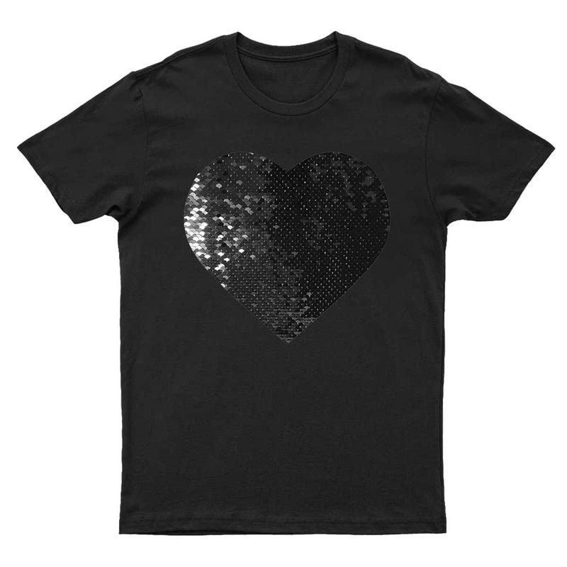 Custom Black Heart Flip Sequin Shirt heart Etsy