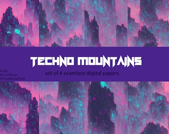 Techno Berge Neon futuristisches digitales Muster digitaler Download abstrakte neon Stadt