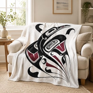 Manta de terciopelo con diseño de tótem: manta de arte tribal indígena