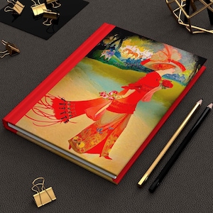 Art Nouveau Journal: Lady in Red, Vintage-Inspired Lined Notebook