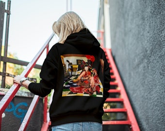 Vermeer Art lover Unisex Cotton Premium Full Zip Hoodie; this regular fit Artsy Sweatshirt comes with hood draw strings and kangaroo pocket.