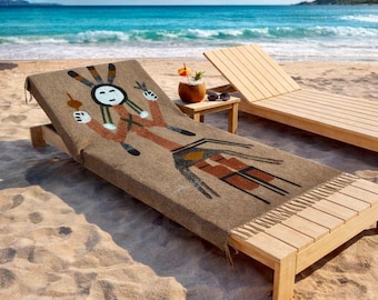 Oversized Sandstone Art Beach Towel: Indigenous Boho Tapestry