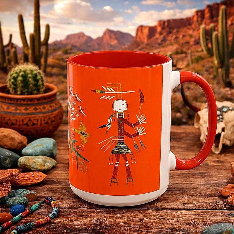 Tribal Earth Tone Ceramic Coffee Mug: Native American Inspired Design ...