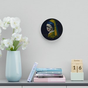 Horloge murale d'art acrylique originale inspirée de Johannes Vermeer Saint-Valentin romantique, demoiselle d'honneur, douche nuptiale ou cadeau d'art de pendaison de crémaillère image 7