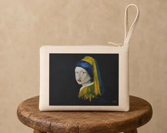 Vermeer Girl with a Pearl Earring Cotton Canvas Zipper Pouch