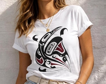 Raven Sun Totem Pole T-Shirt Northwest Coast Indigenous Graphic Tee