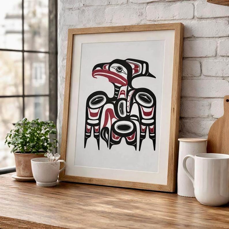 Northwest Coast Raven Totem Rolled Poster | Symbolic Formline Art Print ...
